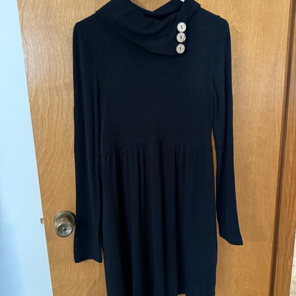 Ya Los Angeles Women Sweater Dress Black Size Medium Long Sleeve Cowl Neck - Picture 3 of 7